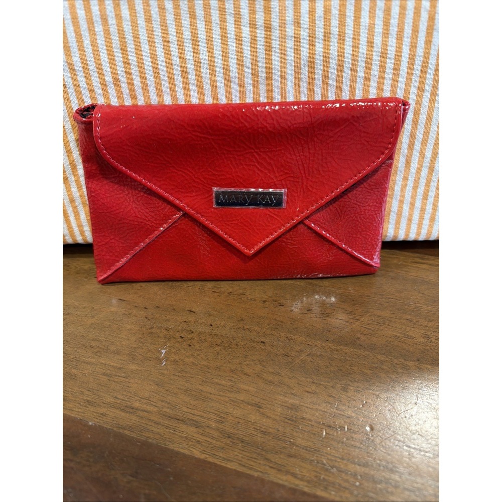 Mary Kay Red Clutch Bag Soft and Supple Leather Flap Magnet No Wrist strap